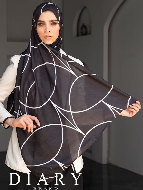 شال اسلیمی هندسی پهن مشکی -