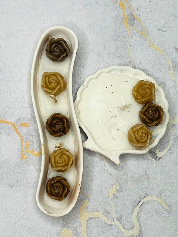 شمع منحنی بتنی و رز مینیاتوری - نمای دوم