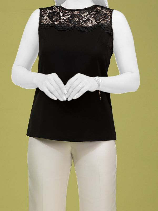 تاپ  زنانه مجلسی کرپ گیپوردار هستی