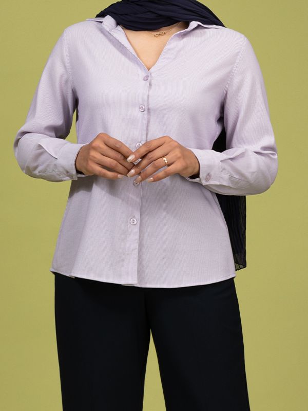 شومیز زنانه کتان راه راه کژوال تابستانی یقه مردانه پریناز