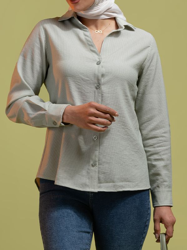 شومیز زنانه کتان راه راه کژوال تابستانی یقه مردانه پریناز