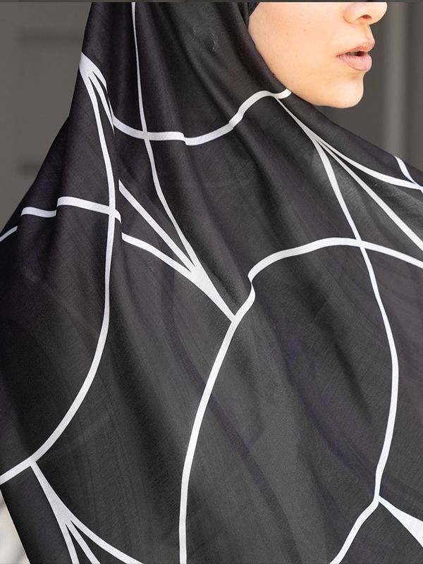 شال اسلیمی هندسی پهن مشکی