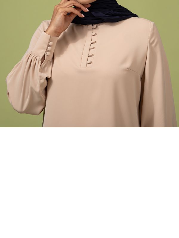 تونیک زنانه کرپ آستین بلند قواره آزاد کلاسیک مهرناز