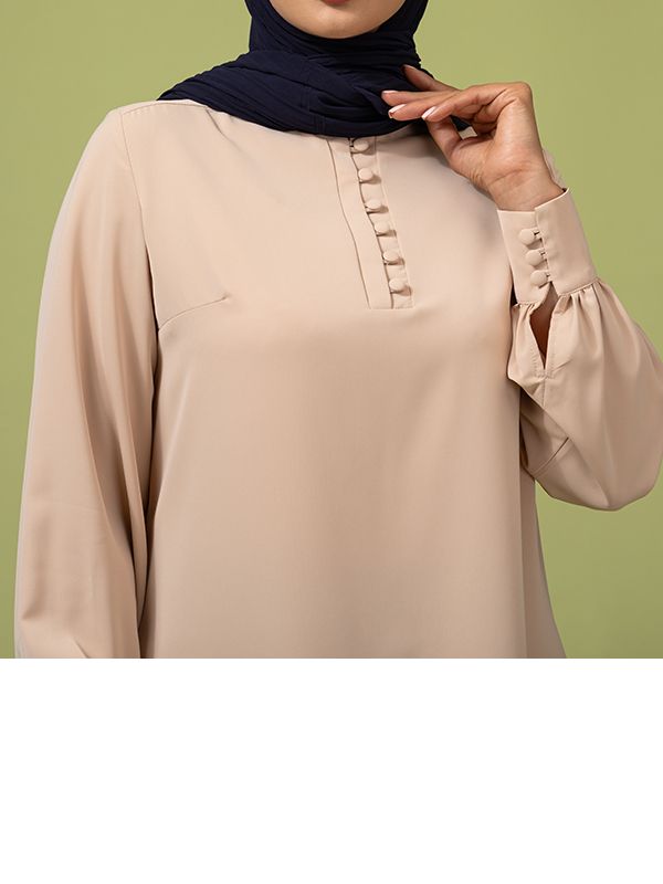 تونیک زنانه کرپ آستین بلند قواره آزاد کلاسیک مهرناز