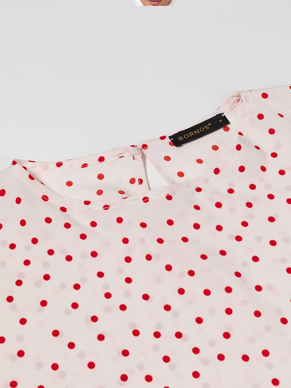 بلوز زنانه کرپ ژرژت سایز بزرگ آستین کلوش 40110