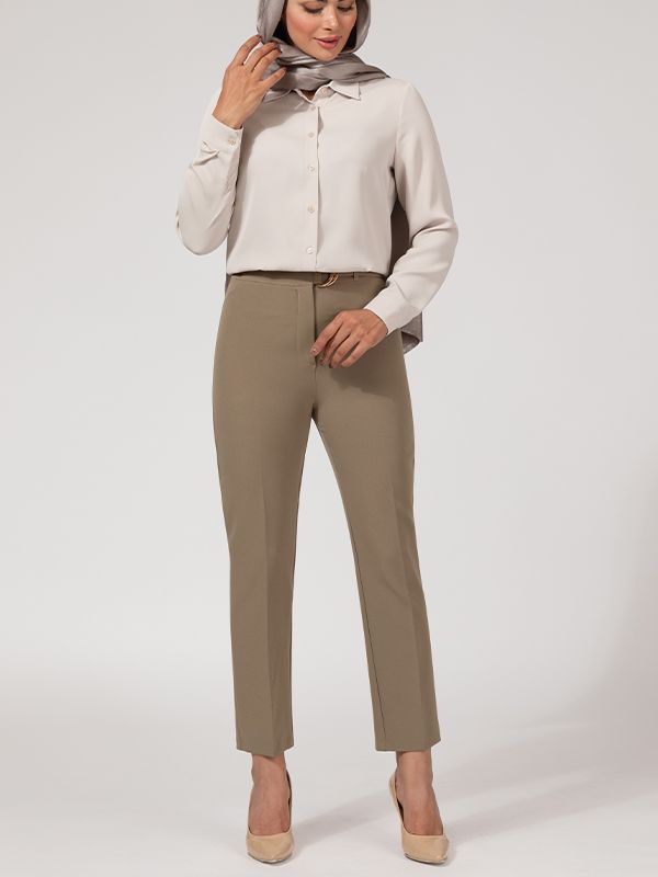 شومیز زنانه بیسیک آستین بلند یقه مردانه 30104