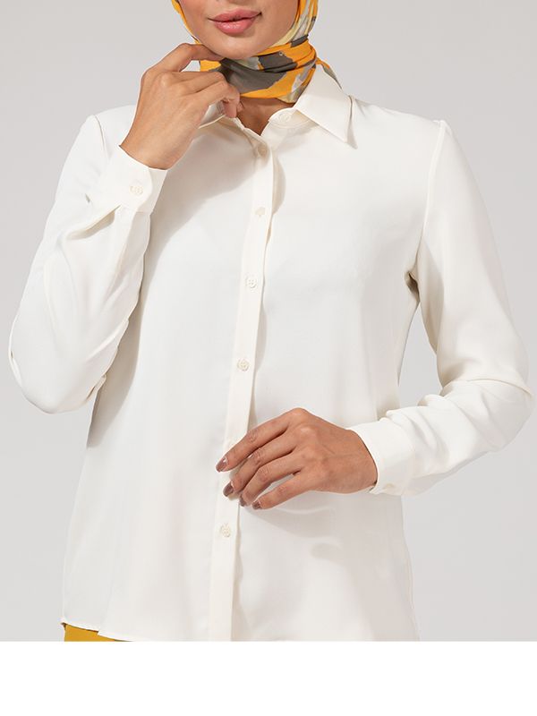 شومیز زنانه بیسیک آستین بلند یقه مردانه 30104