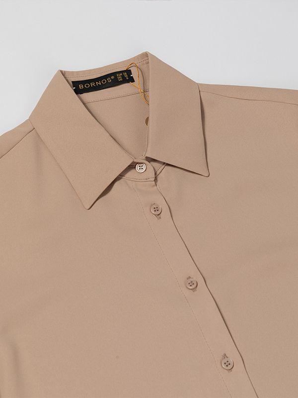 شومیز زنانه بیسیک آستین بلند یقه مردانه 30104