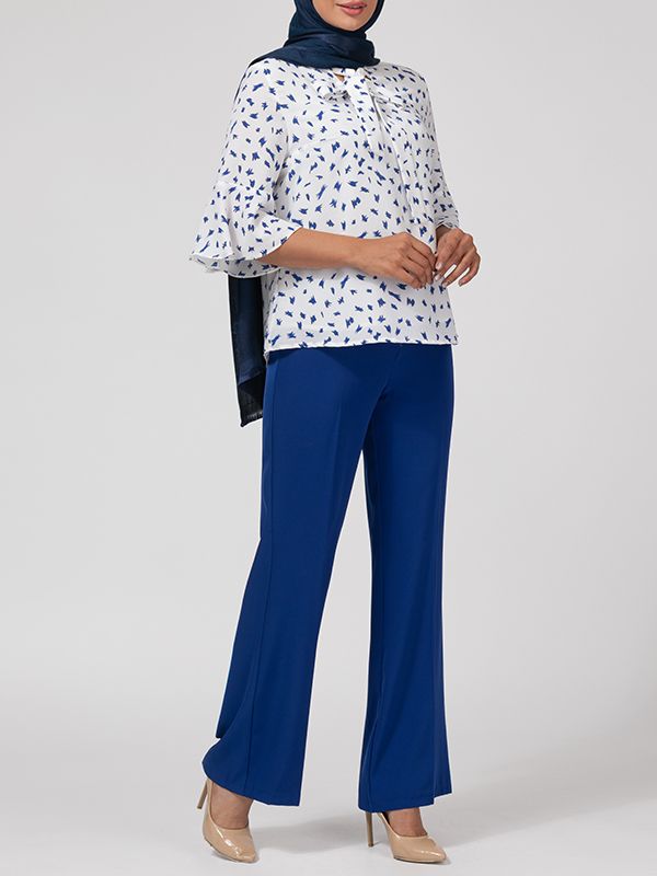 بلوز زنانه مجلسی آستین سه ربع کلوش یقه کرواتی کرپ ژورژت 40109