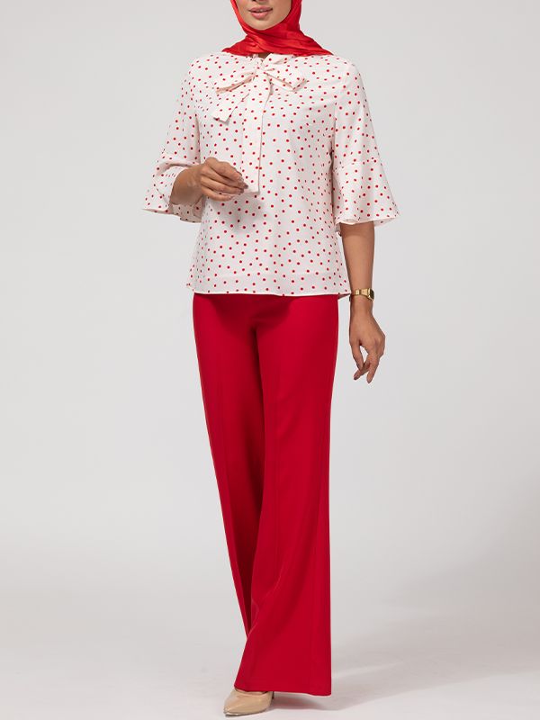 بلوز زنانه مجلسی آستین سه ربع کلوش یقه کرواتی کرپ ژورژت 40109