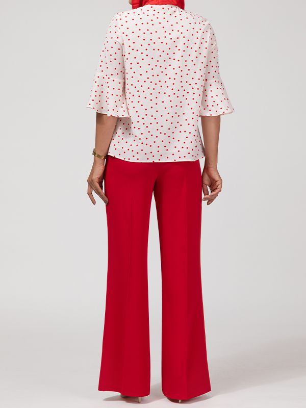 بلوز زنانه مجلسی آستین سه ربع کلوش یقه کرواتی کرپ ژورژت 40109