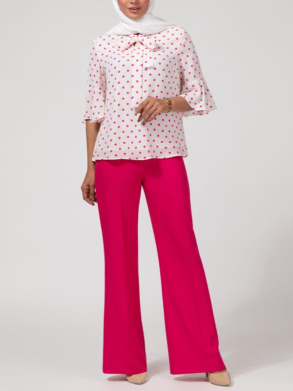 بلوز زنانه مجلسی آستین سه ربع کلوش یقه کرواتی کرپ ژورژت 40109