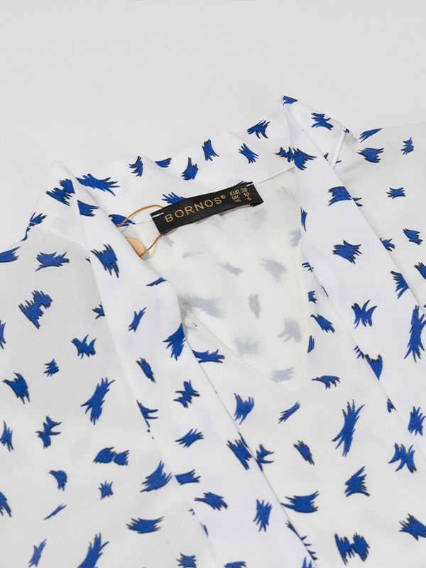 بلوز زنانه مجلسی آستین سه ربع کلوش یقه کرواتی کرپ ژورژت 40109