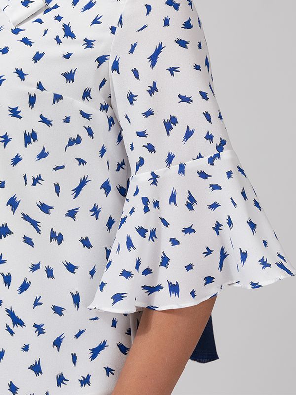 بلوز زنانه مجلسی آستین سه ربع کلوش یقه کرواتی کرپ ژورژت 40109