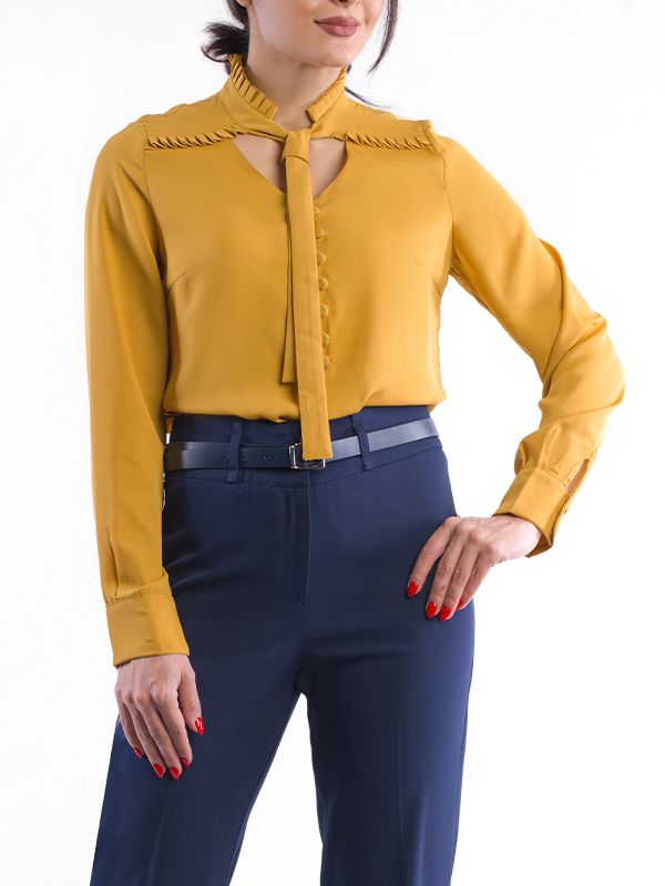 بلوز کرپ حریر زنانه آستین بلند ماهانا