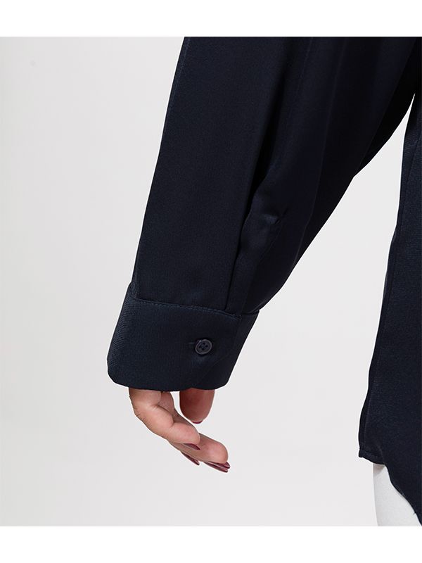 شومیز زنانه سایز بزرگ کرپ یقه مردانه آستین بلند 30106