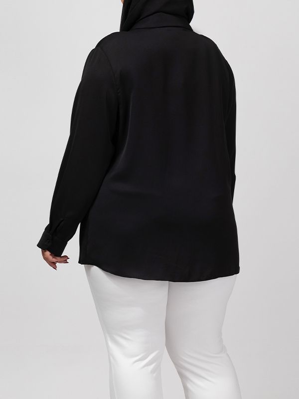 شومیز زنانه سایز بزرگ کرپ یقه مردانه آستین بلند 30106