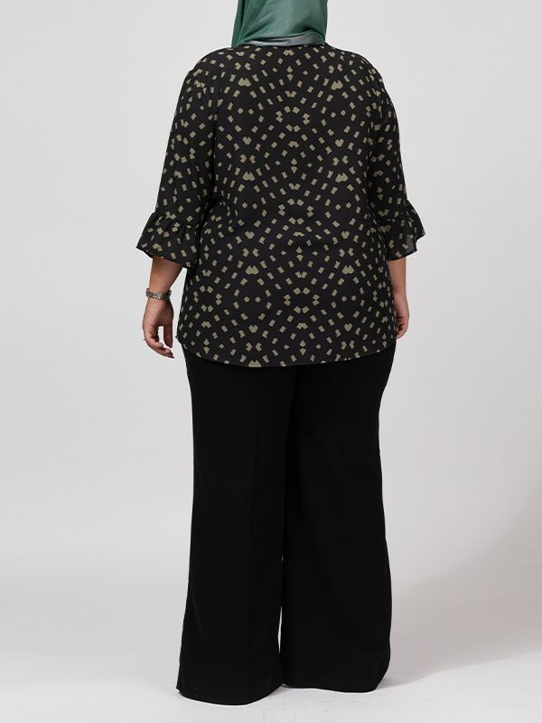 بلوز زنانه سایز بزرگ آستین سه ربع کرپ 40108