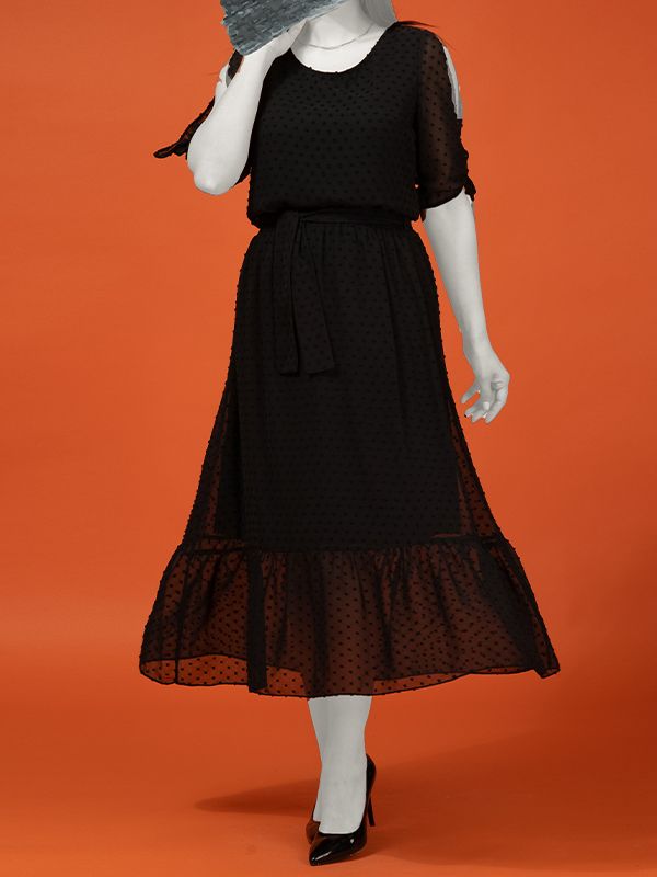 دامن زنانه کمر کش کمربند دار حریر چین دار 20100