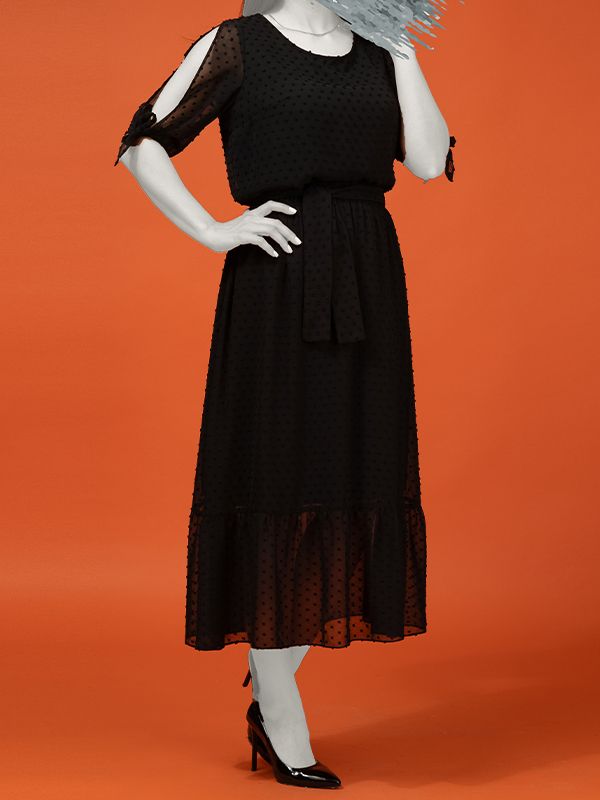 دامن زنانه کمر کش کمربند دار حریر چین دار 20100