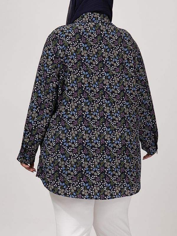 تونیک زنانه سایز بزرگ کرپ طرحدار آستین بلند 50103