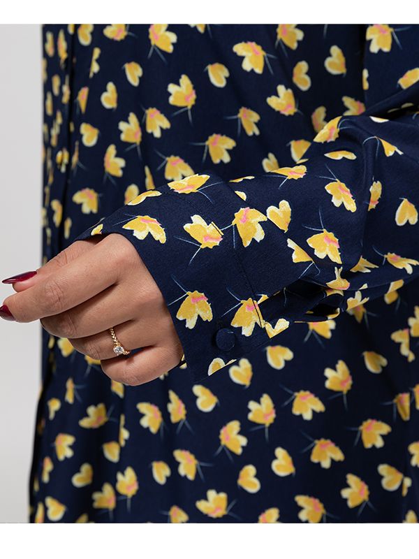 تونیک زنانه سایز بزرگ کرپ طرحدار آستین بلند 50103