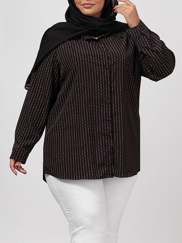 تونیک زنانه سایز بزرگ کرپ طرحدار آستین بلند 50103