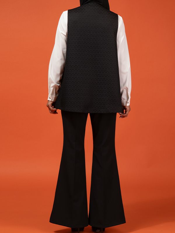 وست زنانه ژاکارد آستر دار جیب دار کلاسیک 70101