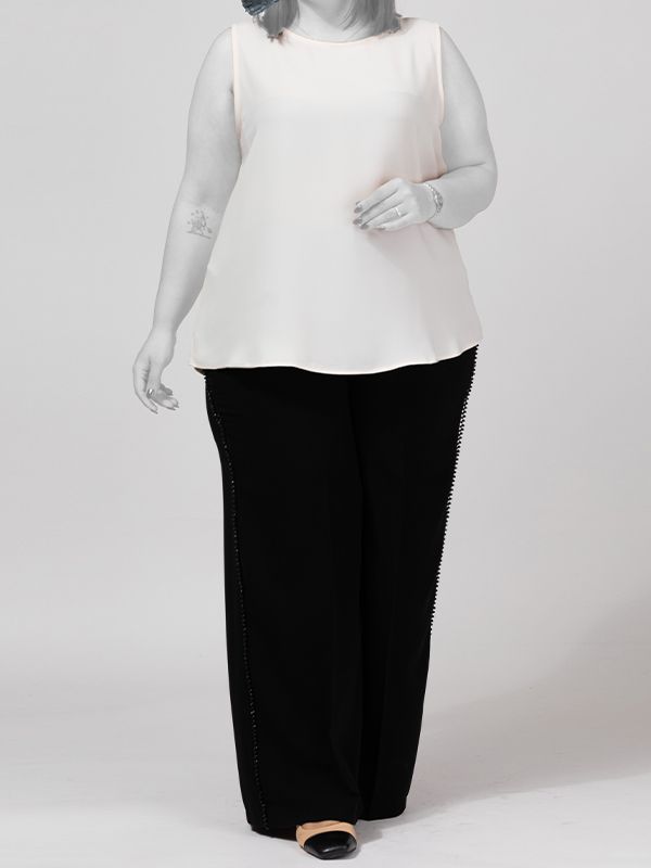 تاپ زنانه سایز بزرگ کرپ آستین حلقه ای 60104