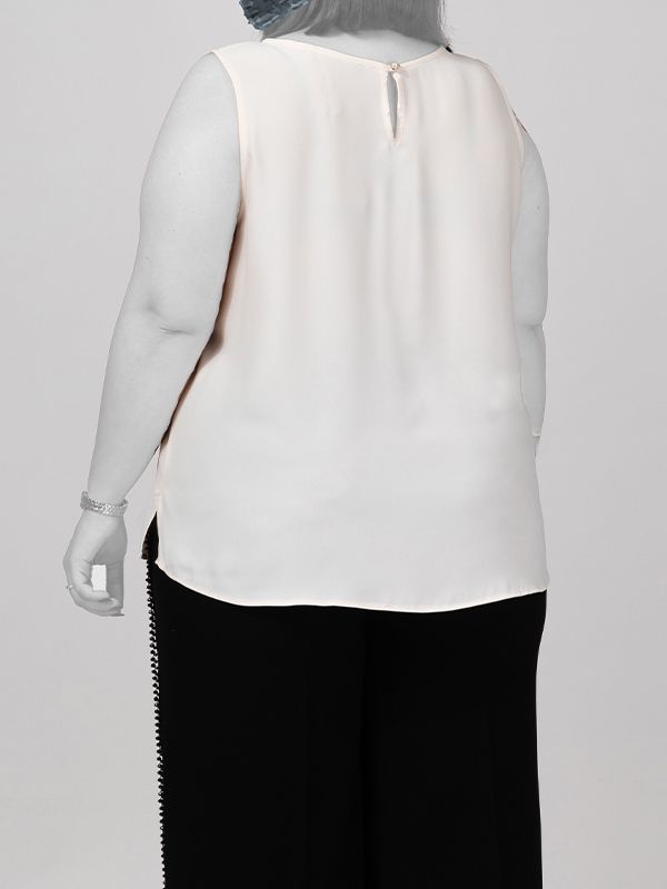 تاپ زنانه سایز بزرگ کرپ آستین حلقه ای 60104