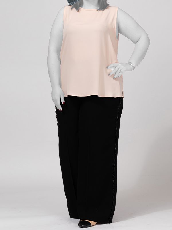 تاپ زنانه سایز بزرگ کرپ آستین حلقه ای 60104