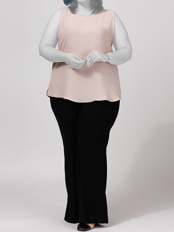 تاپ زنانه سایز بزرگ کرپ آستین حلقه ای 60104