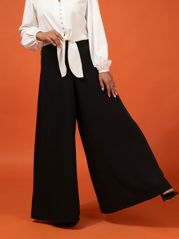 دامن شلواری زنانه مجلسی فاق بلند کرپ 10102