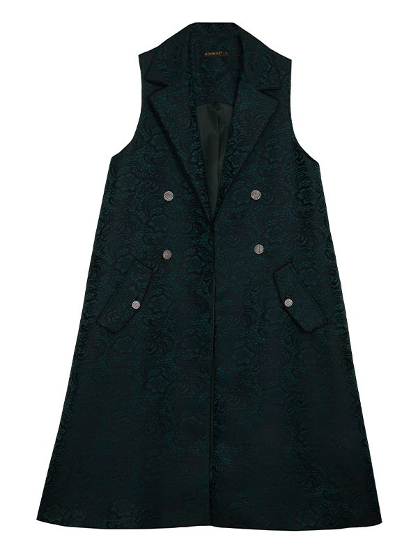 وست بلند زنانه ژاکارد مجلسی جیب نما یقه انگلیسی 70104