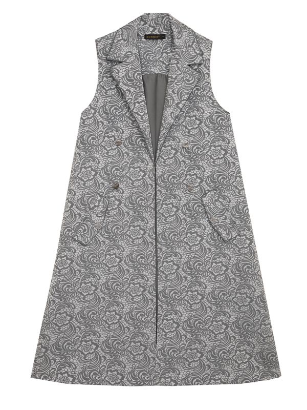 وست بلند زنانه ژاکارد مجلسی جیب نما یقه انگلیسی 70104