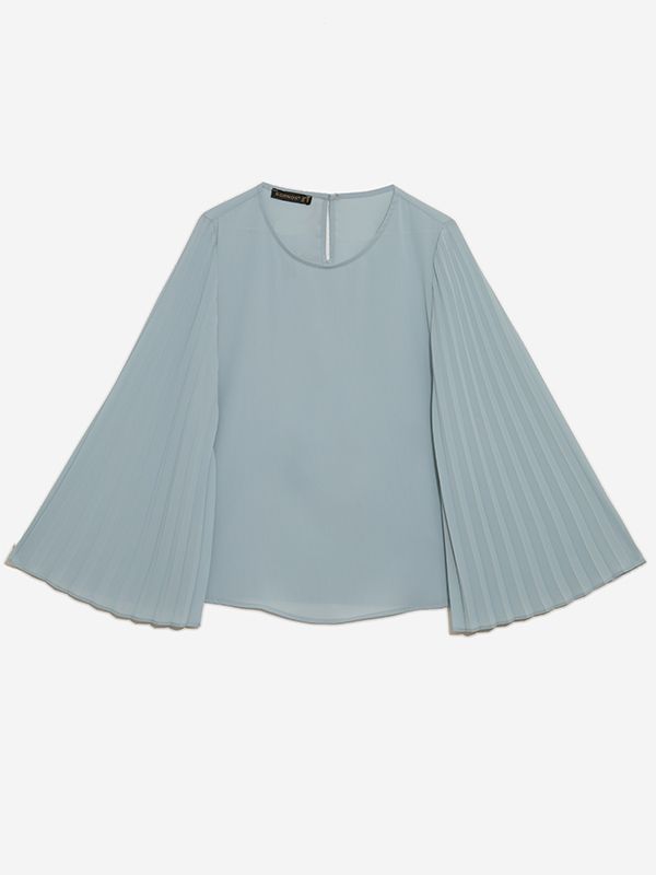 بلوز زنانه کرپ حریر آستین کلوش پلیسه 40103