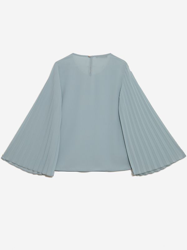 بلوز زنانه کرپ حریر آستین کلوش پلیسه 40103