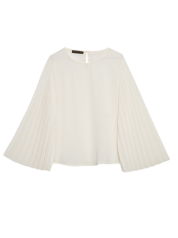 بلوز زنانه کرپ حریر آستین کلوش پلیسه 40103