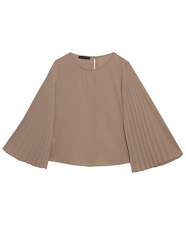 بلوز زنانه کرپ حریر آستین کلوش پلیسه 40103