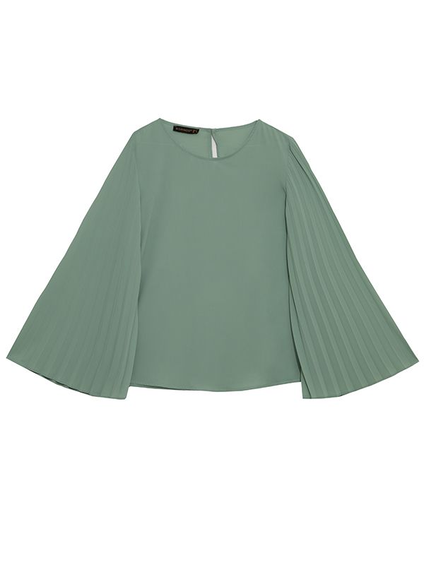 بلوز زنانه کرپ حریر آستین کلوش پلیسه 40103