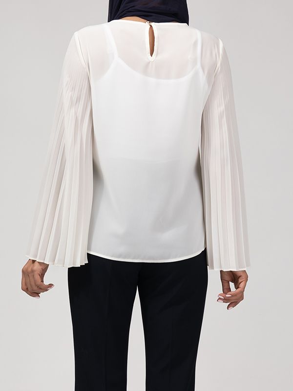 بلوز زنانه کرپ حریر آستین کلوش پلیسه 40103