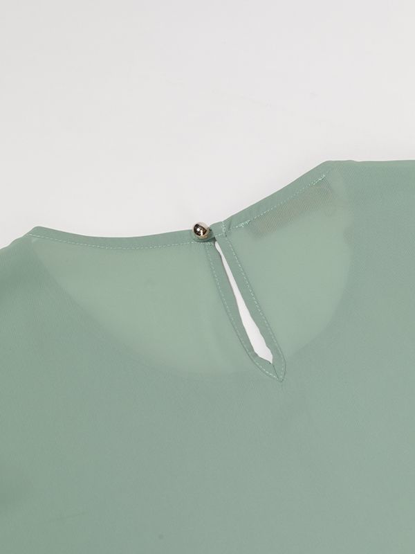 بلوز زنانه کرپ حریر آستین کلوش پلیسه 40103