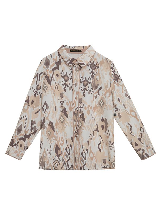 شومیز زنانه  طرح دار کرپ الیزه یقه مردانه 30102