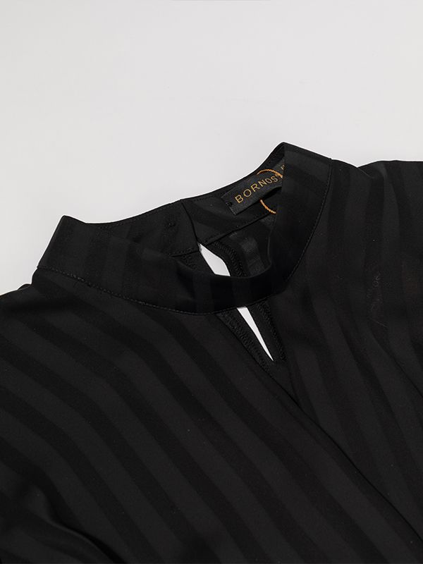 بلوز  مجلسی زنانه کرپ حریر یقه چپ راستی آستین پفی 40106