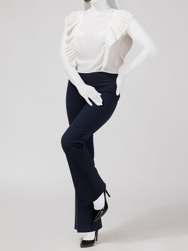 بلوز زنانه مجلسی یقه گرد کرپ حریر پلیسه ای چکاوک