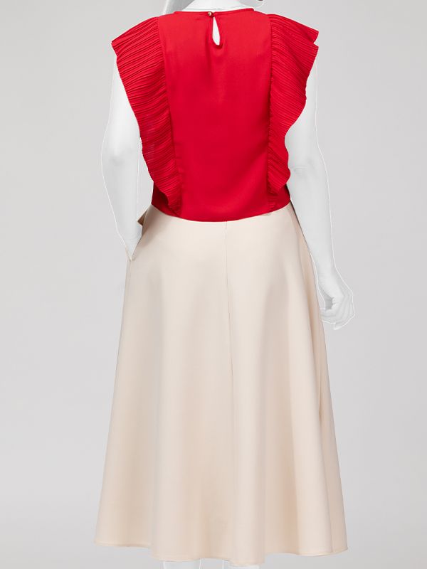 بلوز زنانه مجلسی یقه گرد کرپ حریر پلیسه ای چکاوک