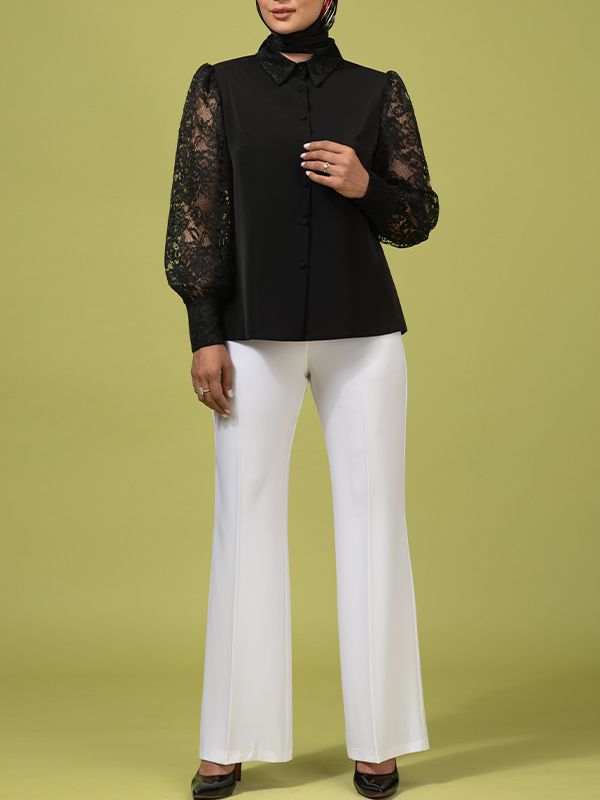 شومیز  آستین گیپور مجلسی زنانه مریم