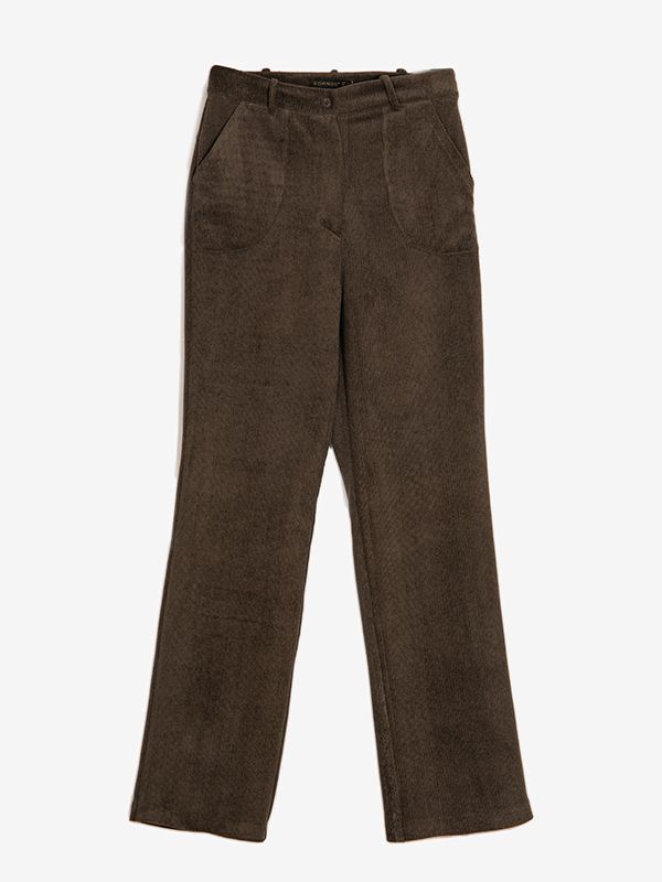 شلوار زنانه مخمل راسته جیب دار 10112