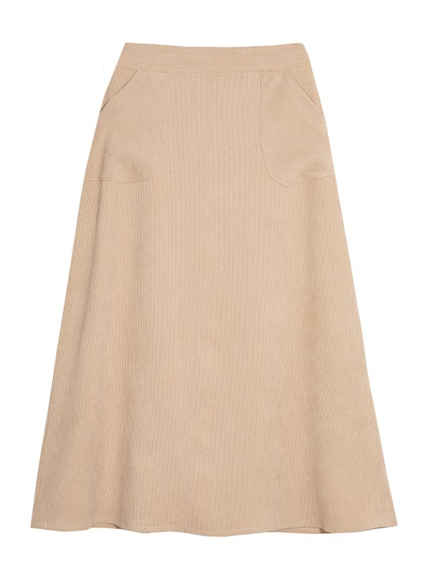 دامن زنانه مخمل کله قندی میدی جیب دار 20108