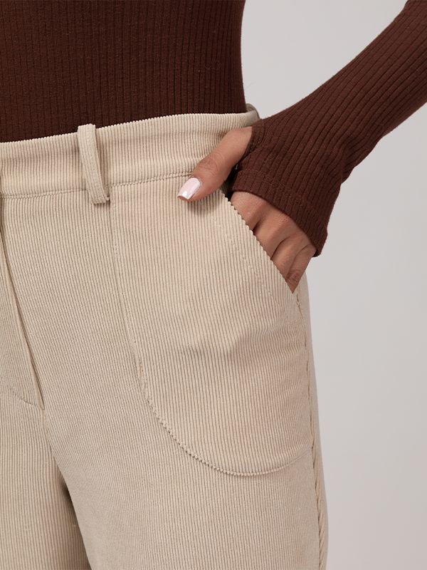 شلوار زنانه مخمل راسته جیب دار 10112